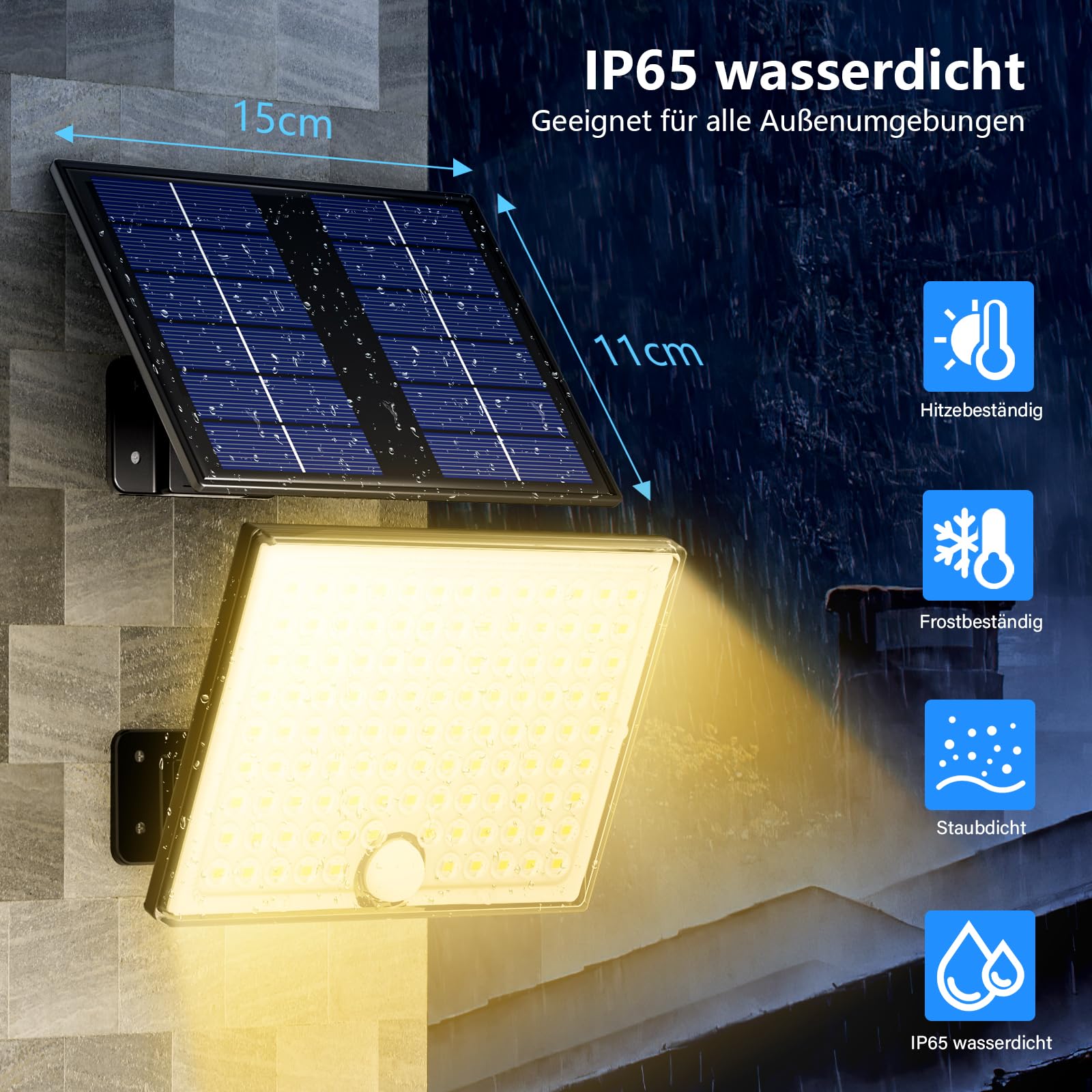 Lampy Solarne Zewnętrzne Z Czujnikiem Ruchu Ciepły Biały IP65 REALKY — miniatura 4