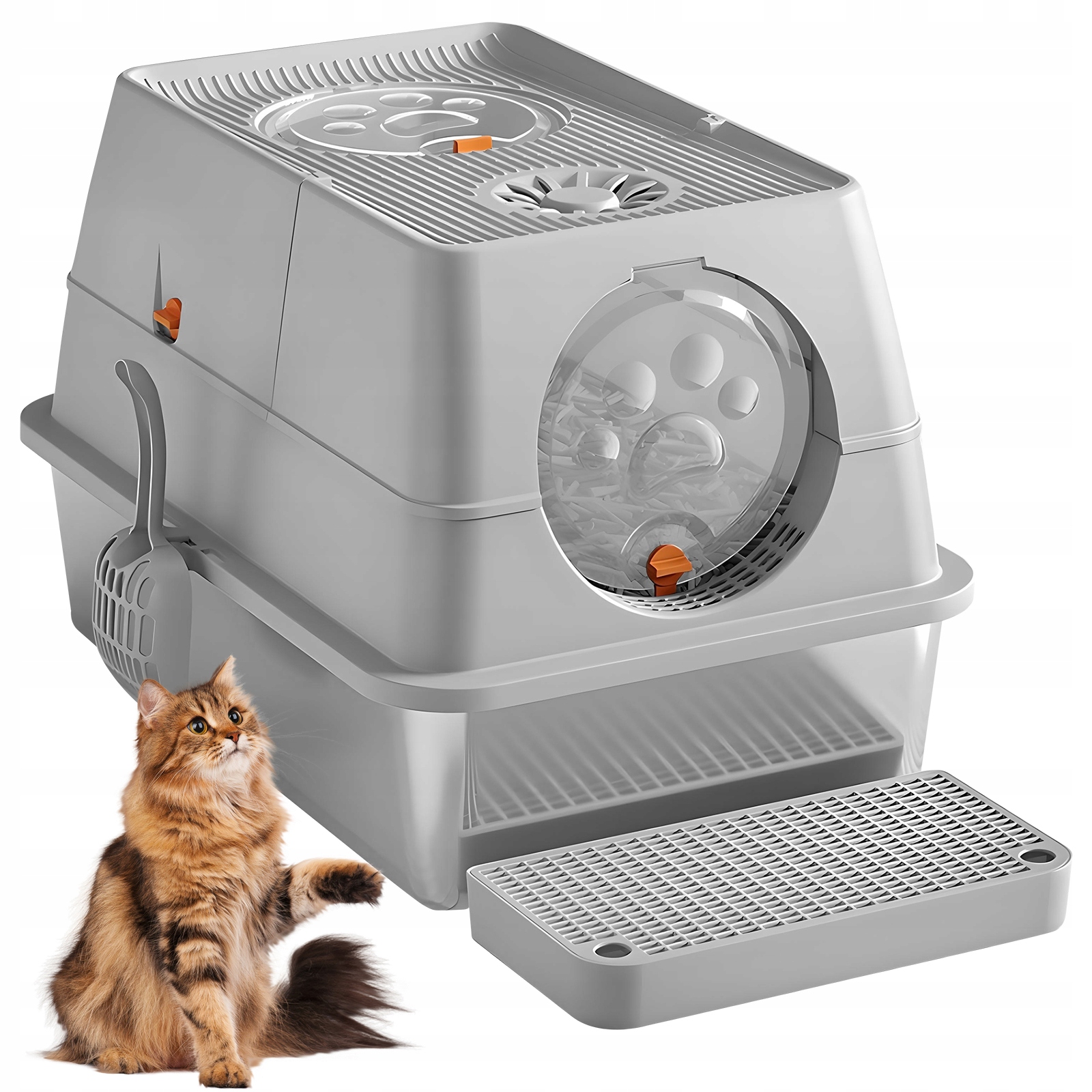 Levně Prémiový Nerezový Kočičí Záchod Uzavřený Design Pohlcuje Zápach