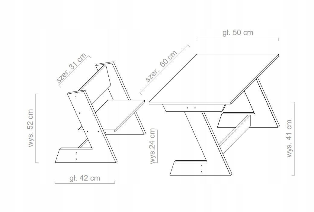 KOMPLET Krzesełko Stolik Z COCCOLONE Długość stołu 50 cm