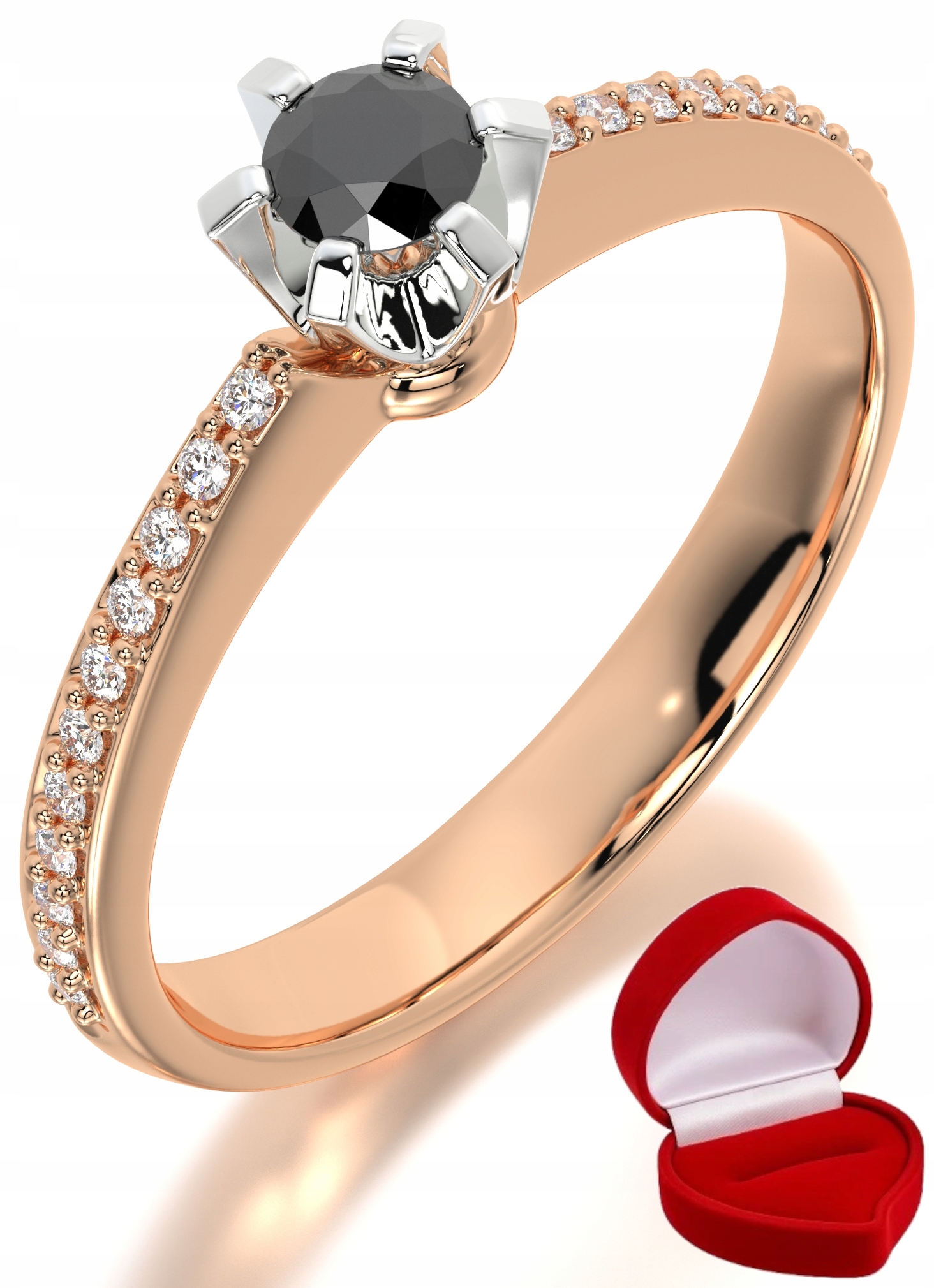 Zlatý Prstýnek 585 14k Brylant Č. 0,14 ct Růžové Zlato R28