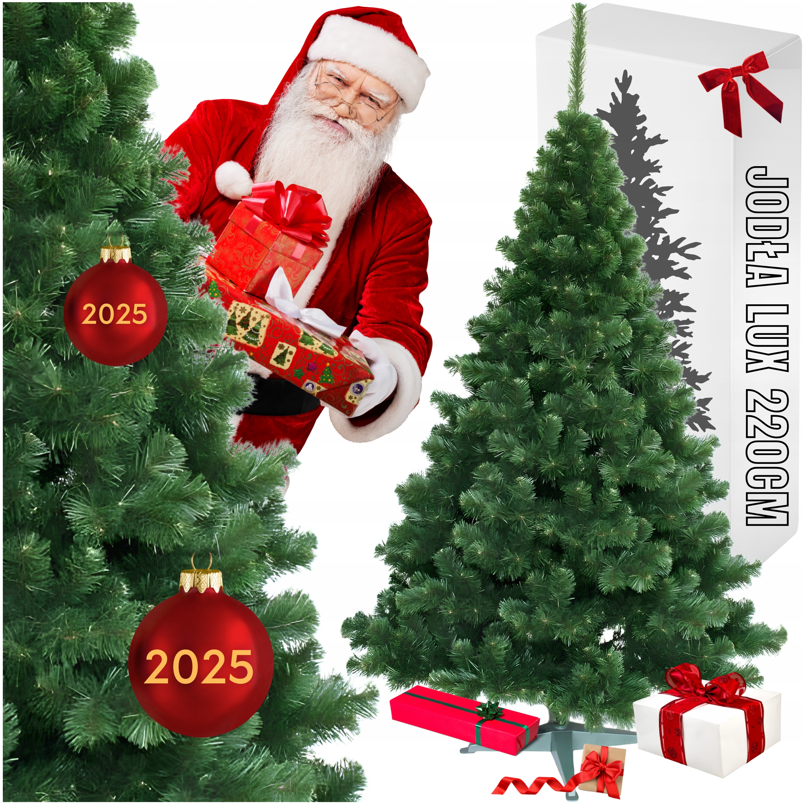 Umělý Vánoční Stromeček Jedle Jako Živá Zelená Hustá 220 CM Stojan Pod Stromek XXL