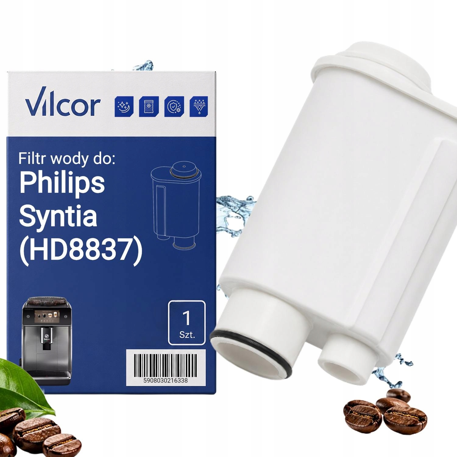 Filtr Do Ekspresu Philips Syntia (HD8837) Ciśnieniowy, Wydajny, Wody