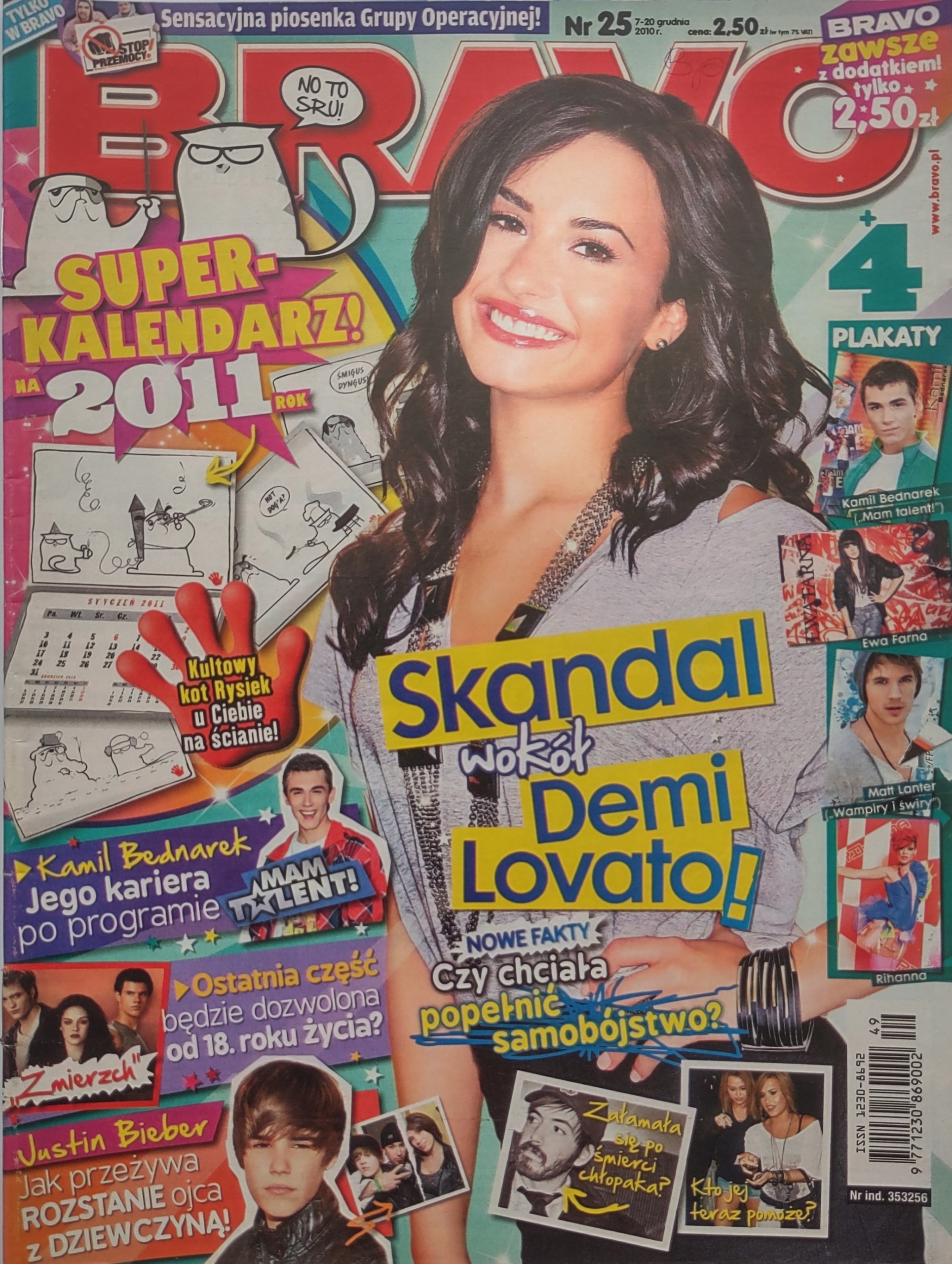 Bravo 25 2010 brak plakatów i dodatków Katy Perry Rihanna