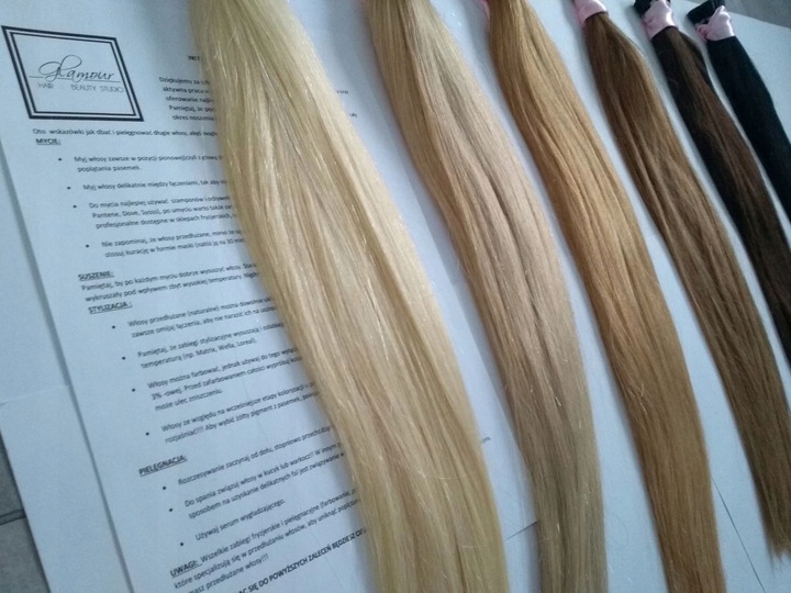 WŁOSY NATURALNE PASEMKA 45 cm REMY RINGI 10 x 1g ! Marka inna marka