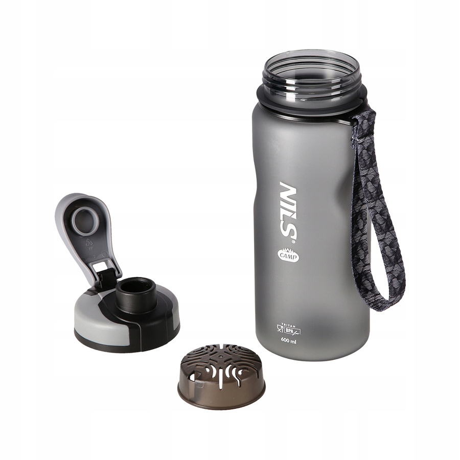 Bidon Sportowy Butelka Na Siłownię Tritanowa Bpa Free Czarna 600 ml Nils