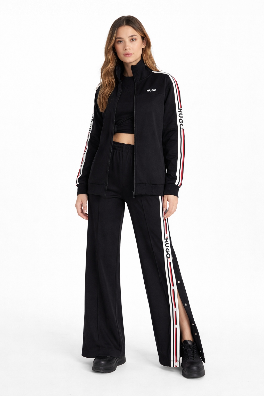 Hugo Černé Teplákové Kalhoty S Lampasy, Prosté, Xs I1I