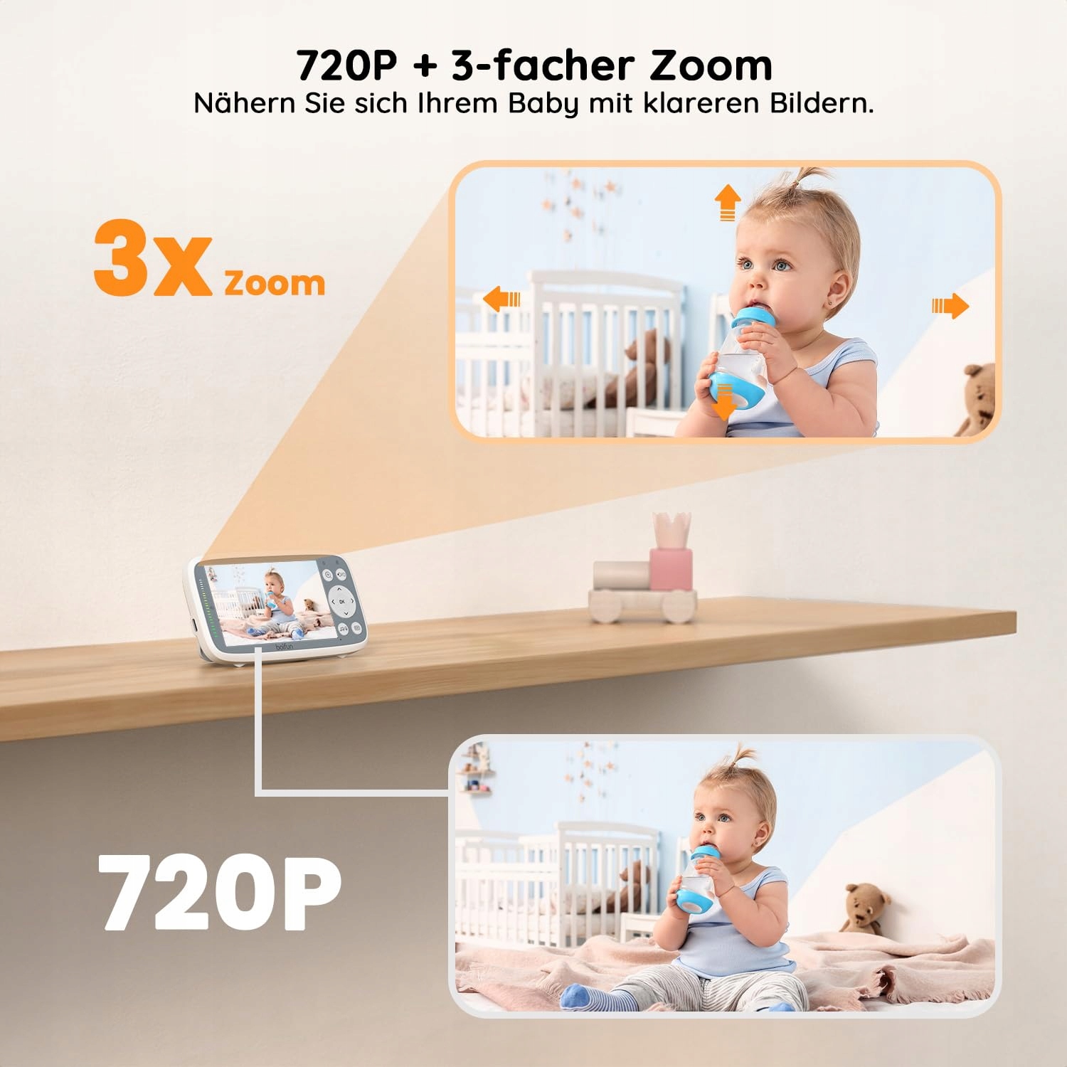 BOIFUN Babyfon Kamera VOX Nocna Wizja Monitor 4" IPS Audio 2024 — miniatura 3