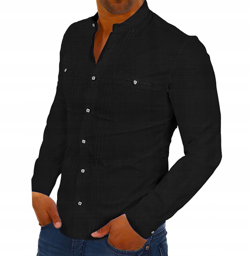 Pánská košile Stojka Casual Denní Lněná Len