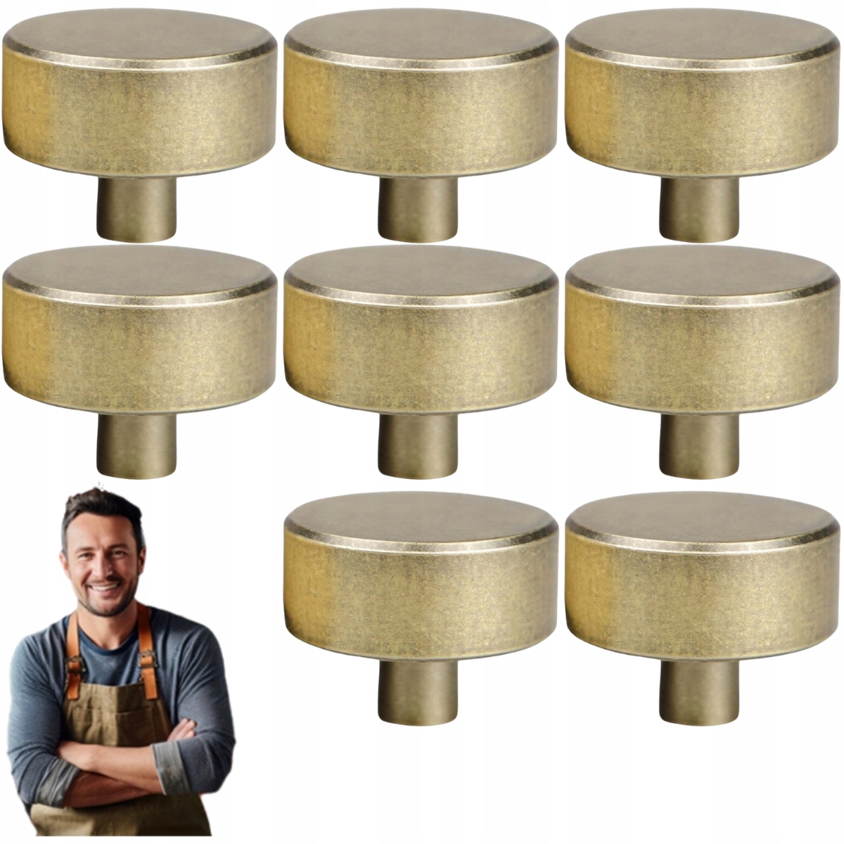 Nábytkový držiak Gombík Rea 33 mm Staré zlato 8ks