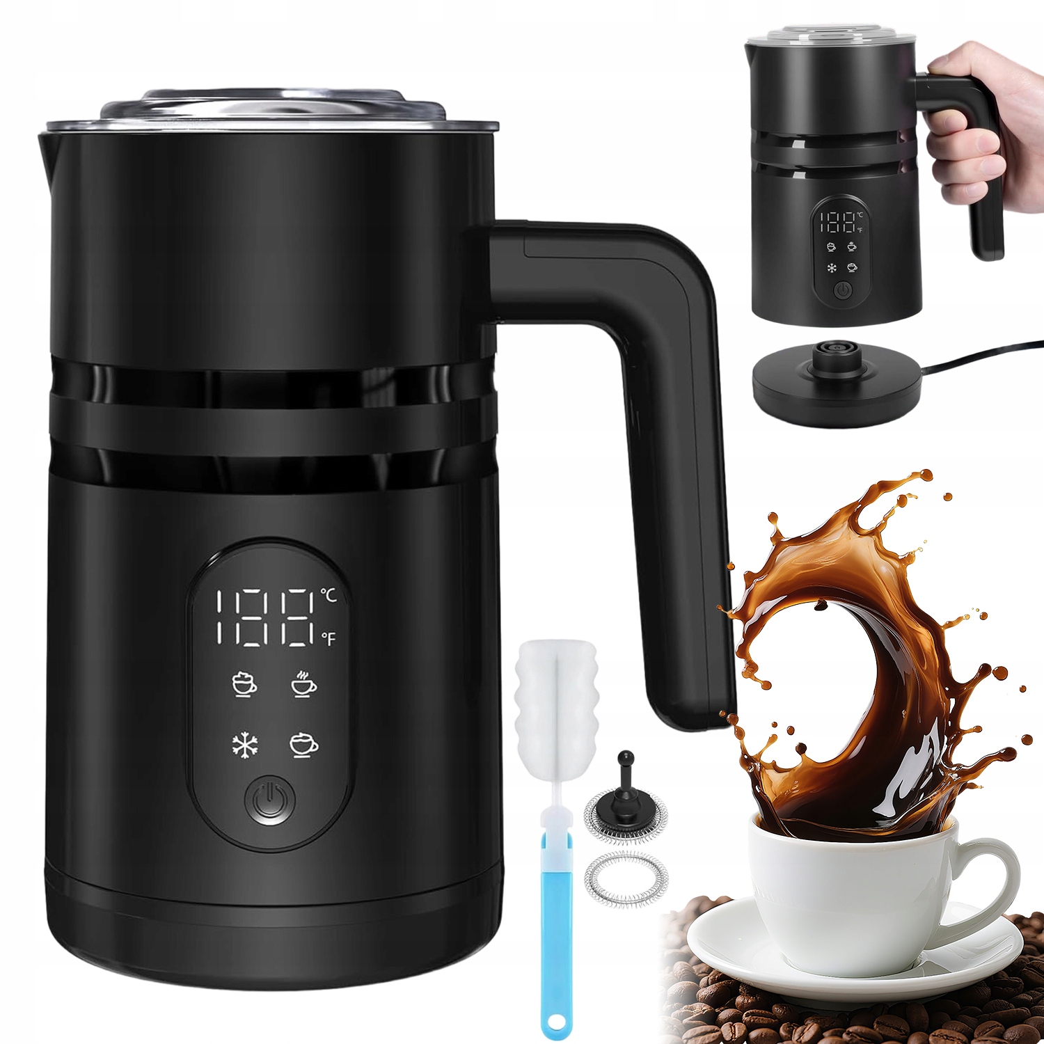 Elektrický Napěňovač Mléka 4 Režimy Pro Kávu Latte Cappuccino 350 ML