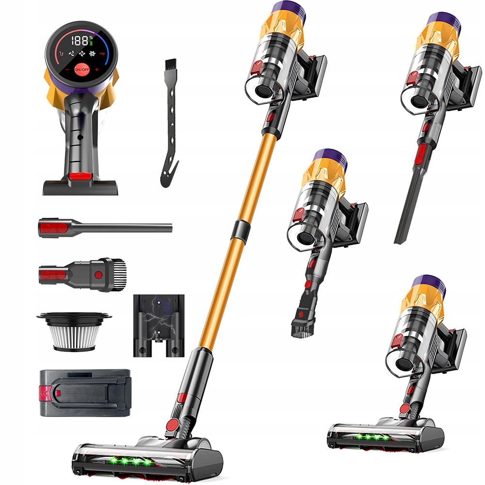 6V1 Bezdrátový Vysavač 550W 3 Režimy Sání Hepa Filtr Pro Domácnost