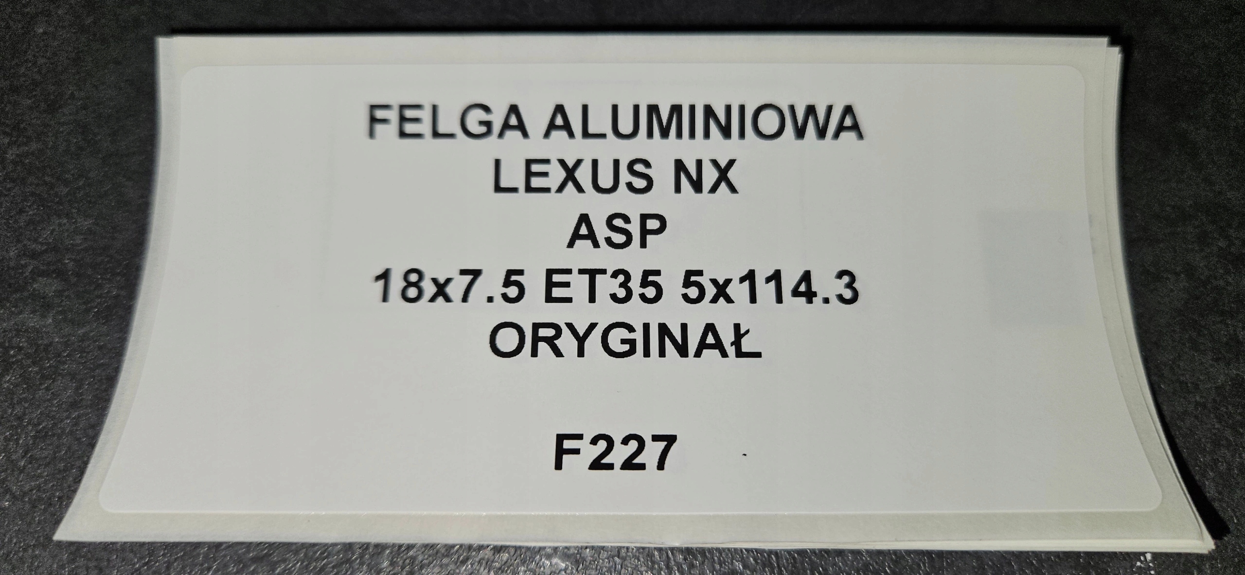 disk hliníkový LEXUS NX ASP originál 18X7.5 ET35 5X114.3