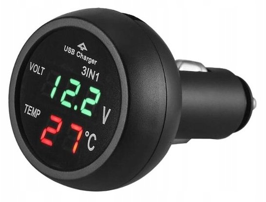 Woltomierz 12V 24V termometr wewnętrzny ładowarka Usb gniazda zapalniczki