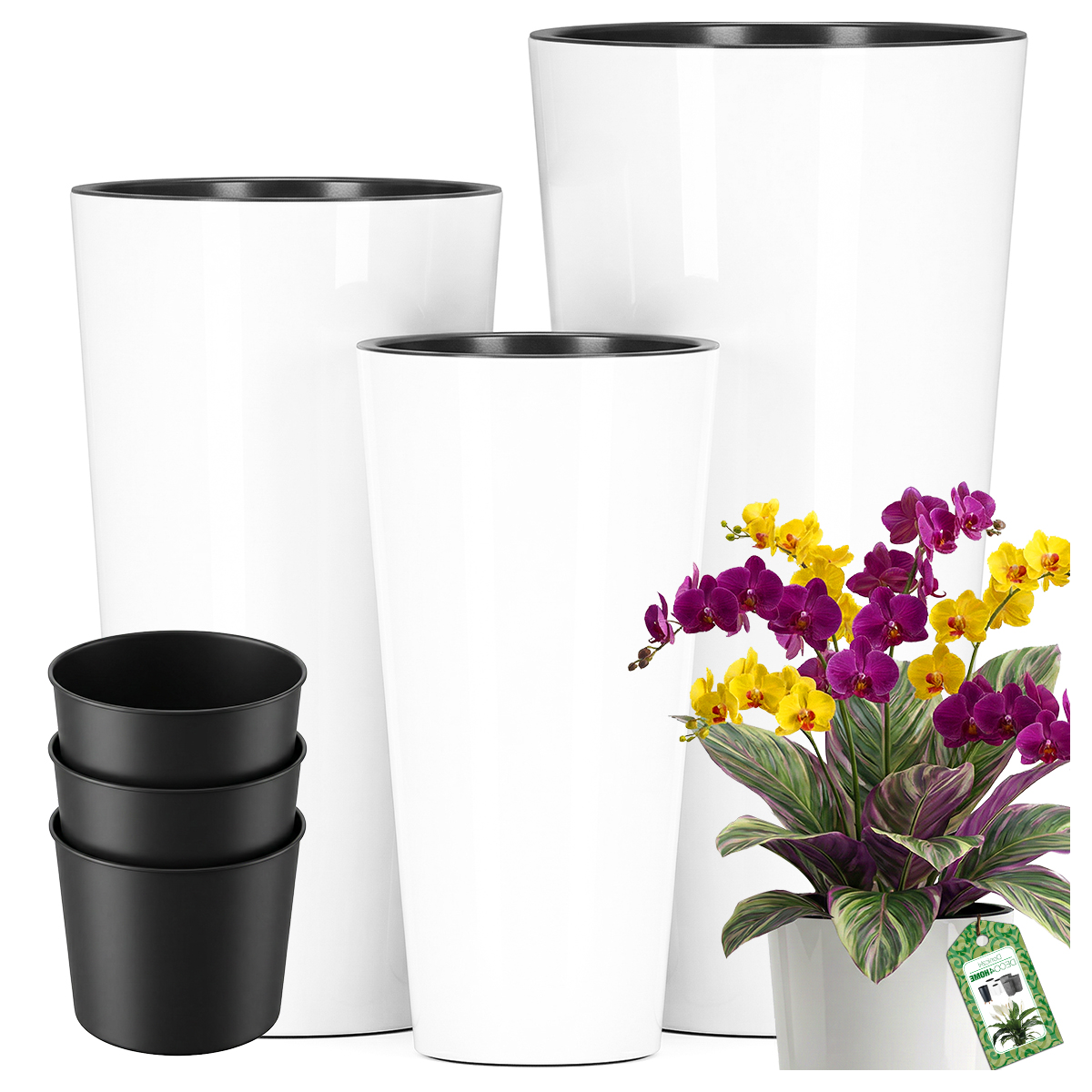 Set 3x Květináč Na Terasu Vložky
