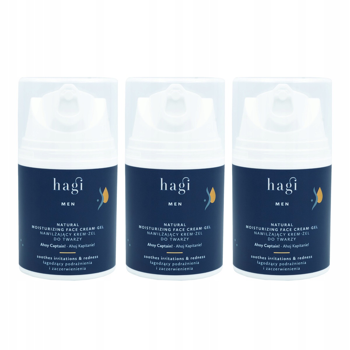 Zestaw 3x Hagi Men Naturalny nawilżający krem-żel Ahoj Kapitanie50ml
