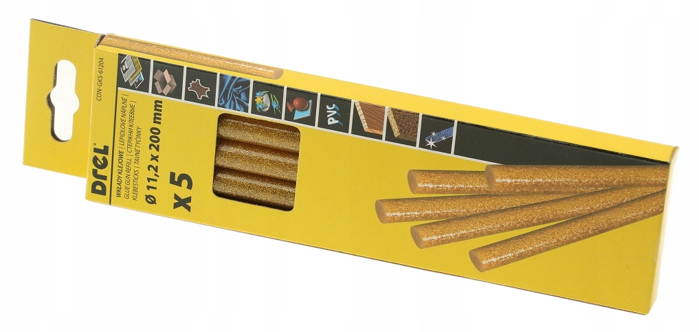 WKŁADY KLEJOWE BROKATOWE DO PISTOLETU ZŁOTE 5x EAN (GTIN) 5902143161660