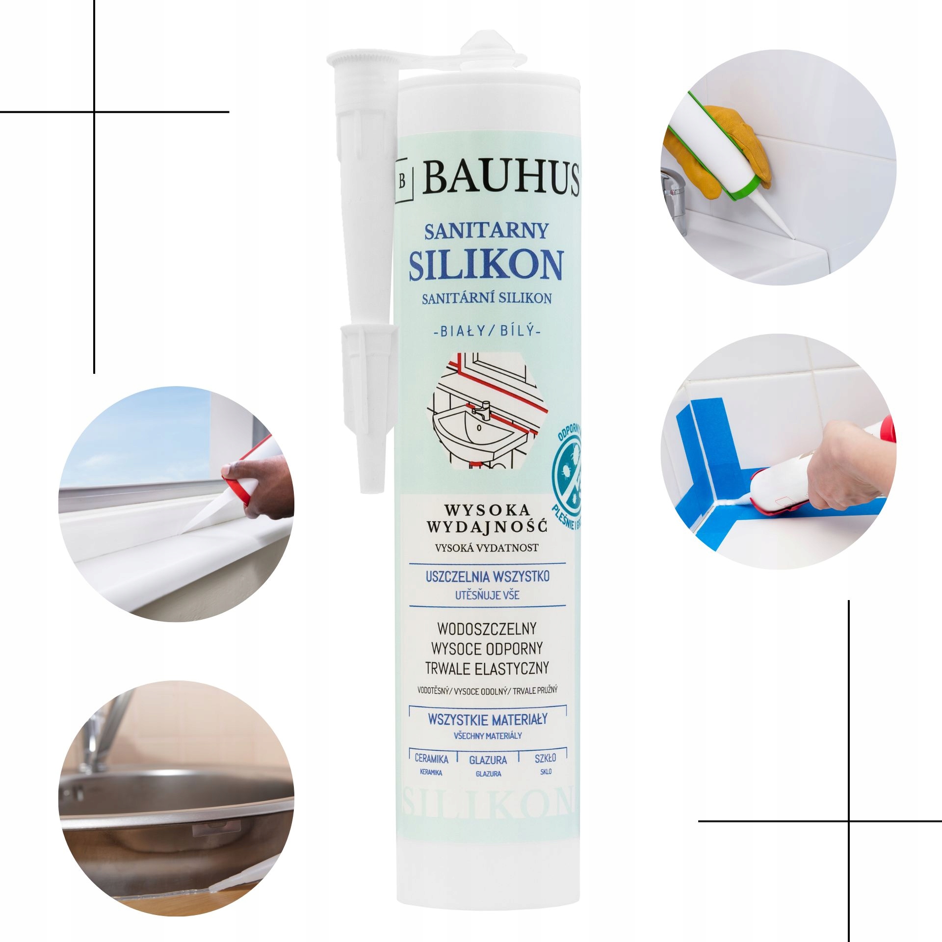Silikon sanitarny do kuchni łazienki BIAŁY Bauhus Stan opakowania oryginalne