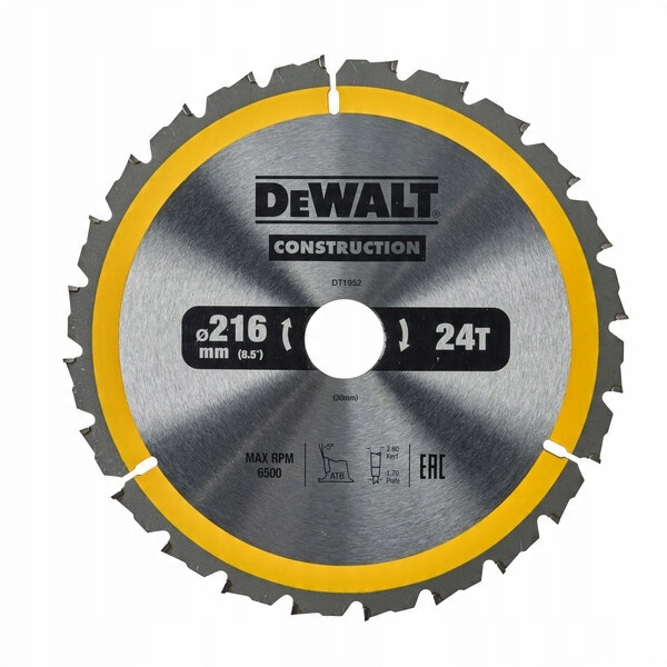 

Piła tarczowa do drewna 216mmx30mm 24z. DeWALT