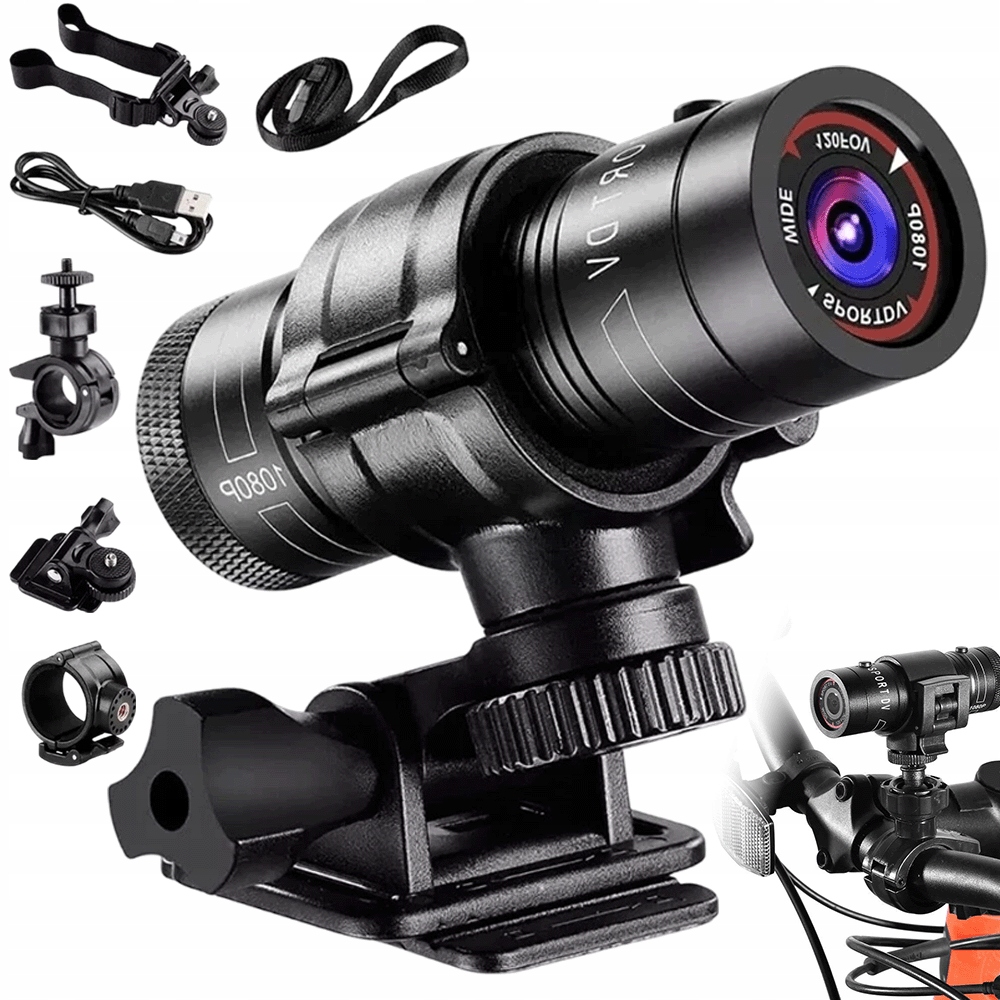 Kamera sportowa Full Hd 1920x1080 120° do roweru z uchwytem w zestawie