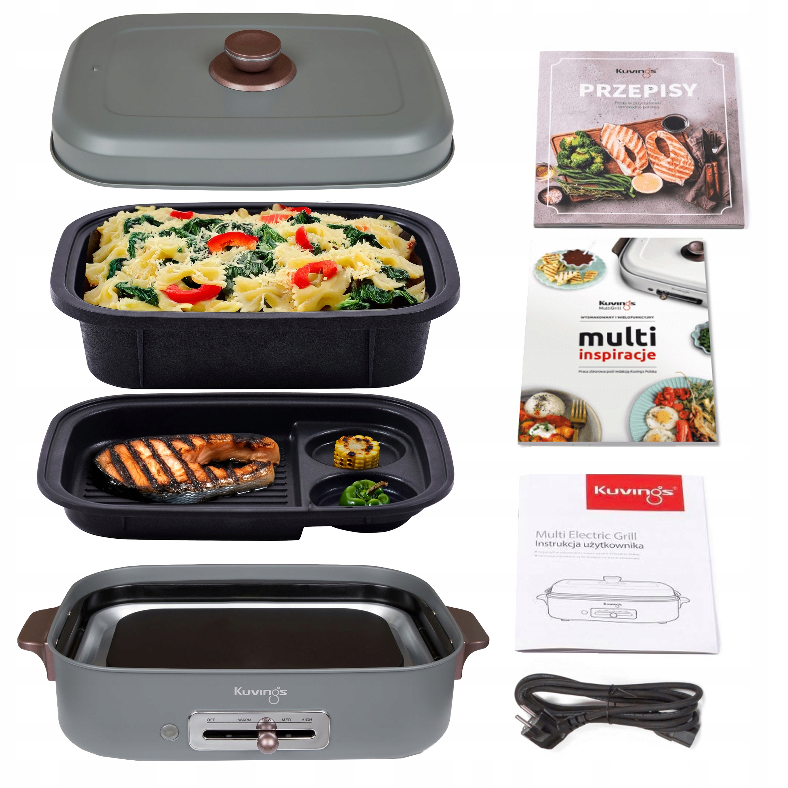 MultiGrill Kuvings Elektrický stolní Ceramic Plus Grafitový Domácí