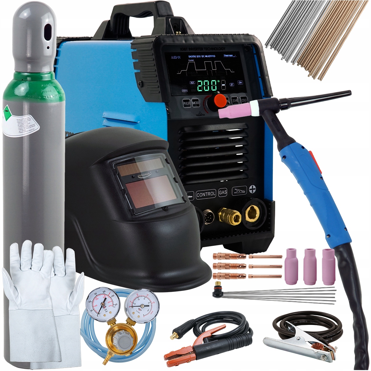 Spawarka inwertorowa TIG DC MMA 200A Puls 230V HF