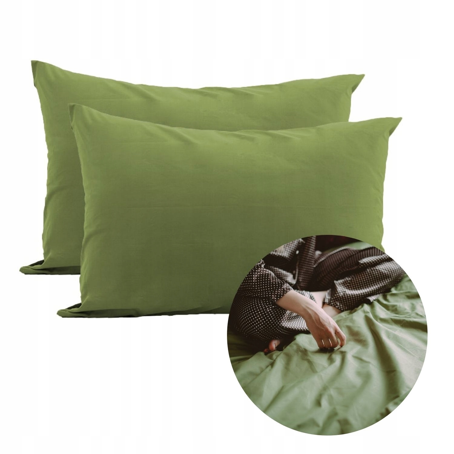 Oliwkowe poszewki na poduszki 2x 50x70 miękka bawełna trwałe miękkie