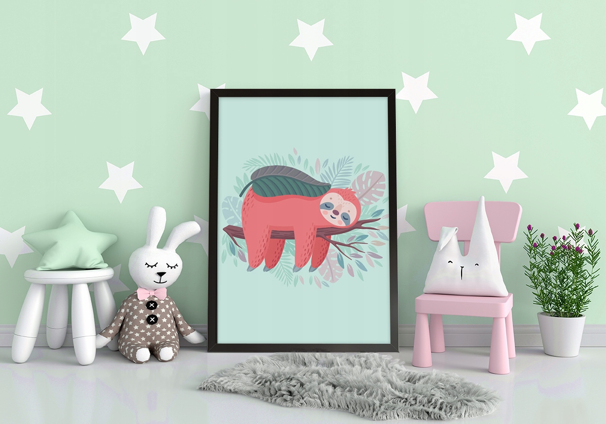 OBRAZ PLAKAT W RAMIE 33x43 cm Leniwiec PD284 Bohater / Bajka Inny