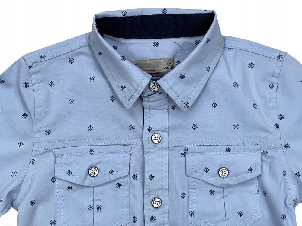 KOSZULA bawełniana ACTIV r 8 - 116 BLUE + gratis Rękaw krótki rękaw