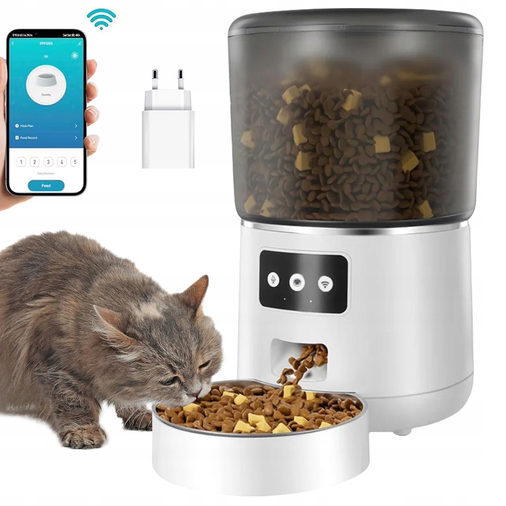 Levně Automatické Krmítko Wifi 4L Smart Aplikace Pro Kočky Psa Z Nerezové Oceli