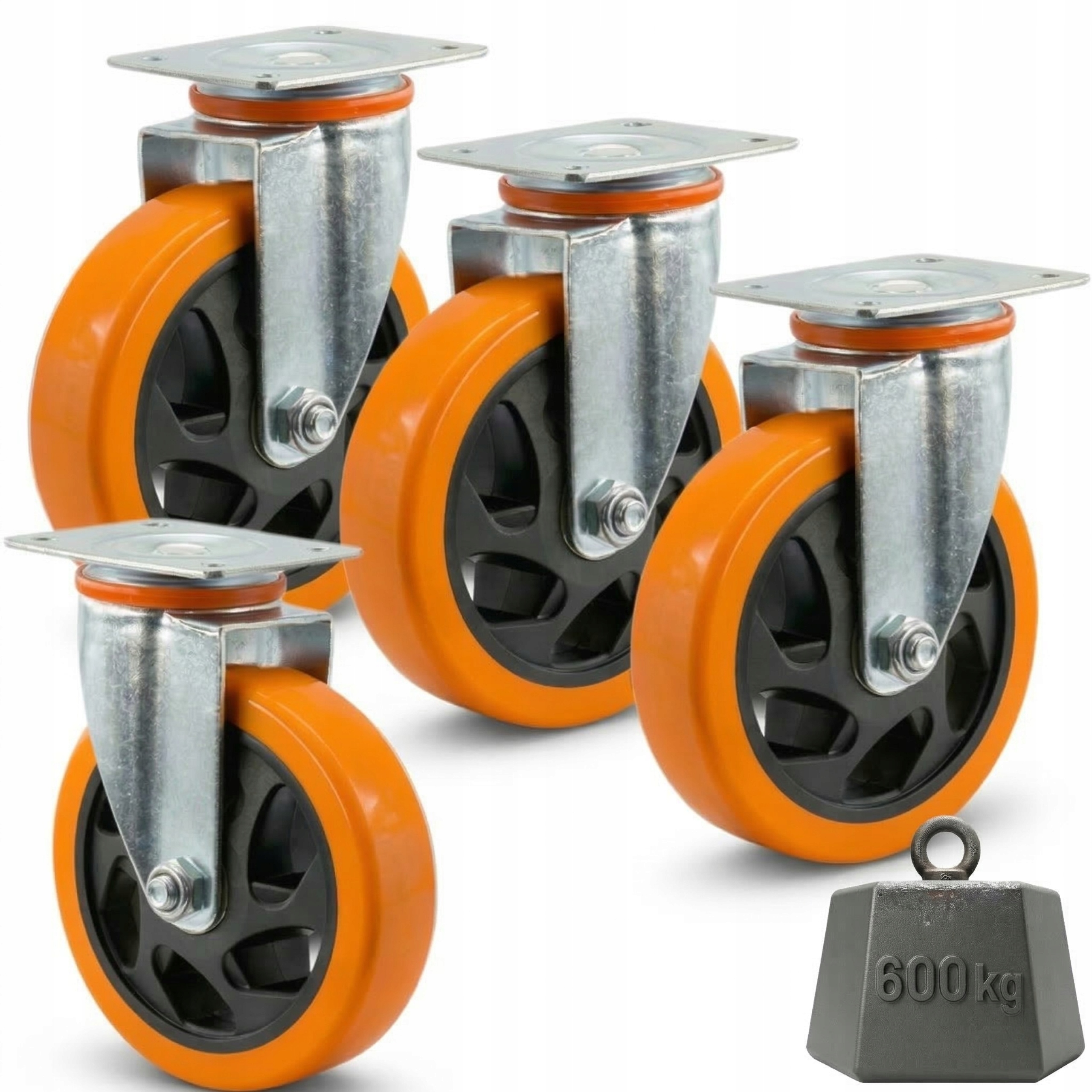 Kolečka 125 mm Otočná pro Vysoké Zatížení 600 kg Set 4ks Průmyslové Silné