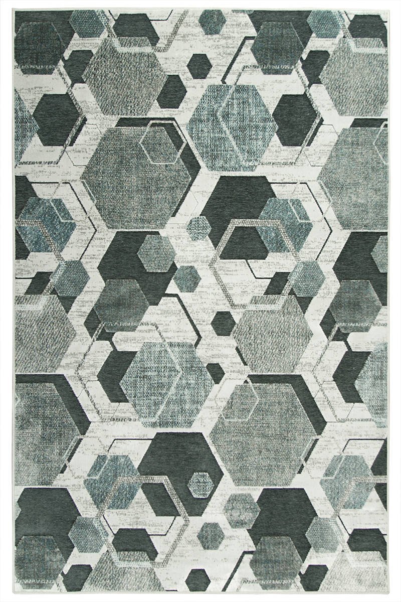 160x230 cm Miękki Dywan Genova Szarości Heksagon