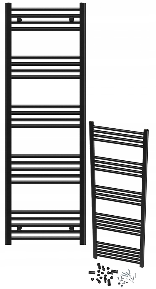 Kúpeľňový Rebríkový Ohrievač Čierny 50x150 cm Kaloryfer Montáž 180° Breno