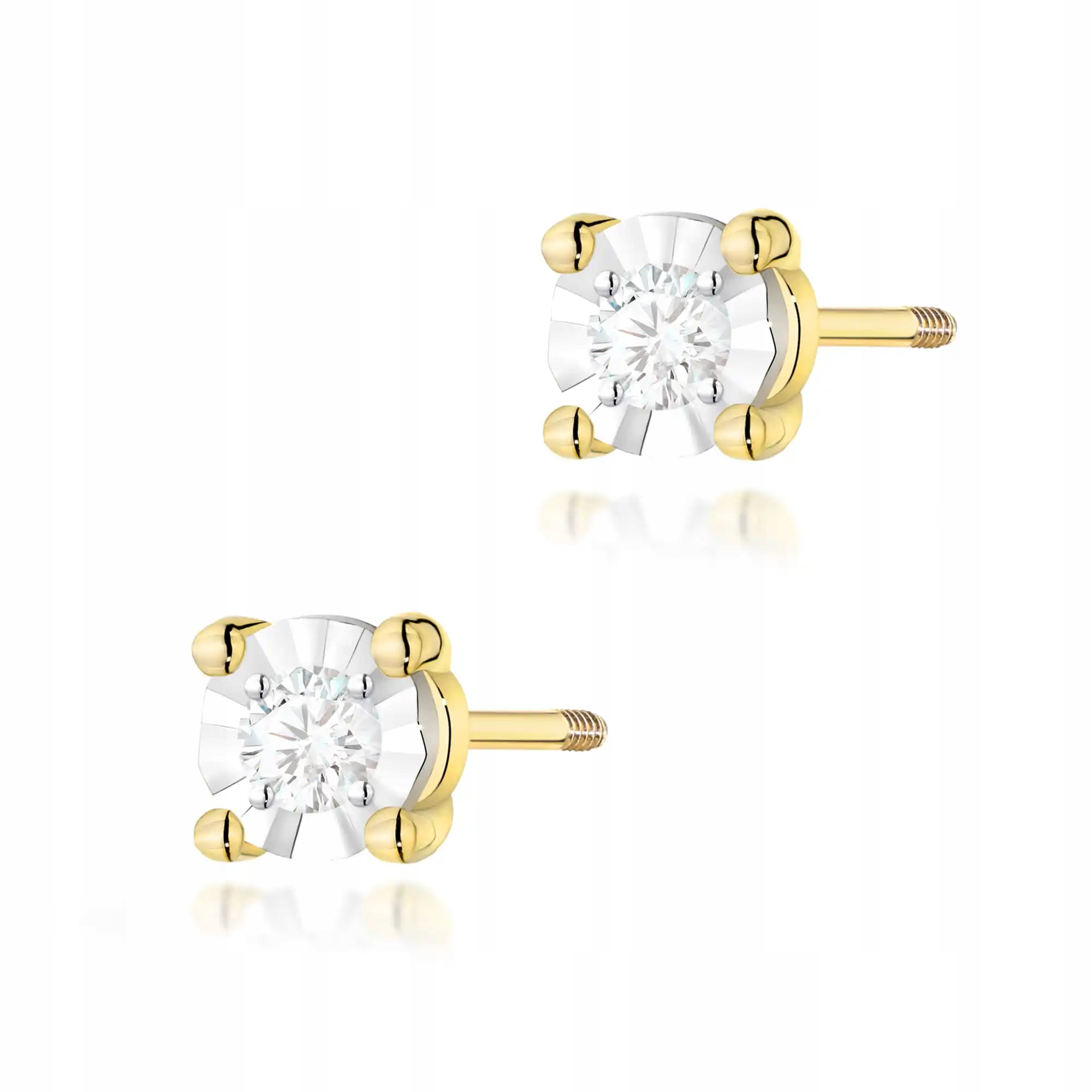 Dámské zlaté náušnice 585 s diamanty, impozantní, elegantní, jako dárek 14kt