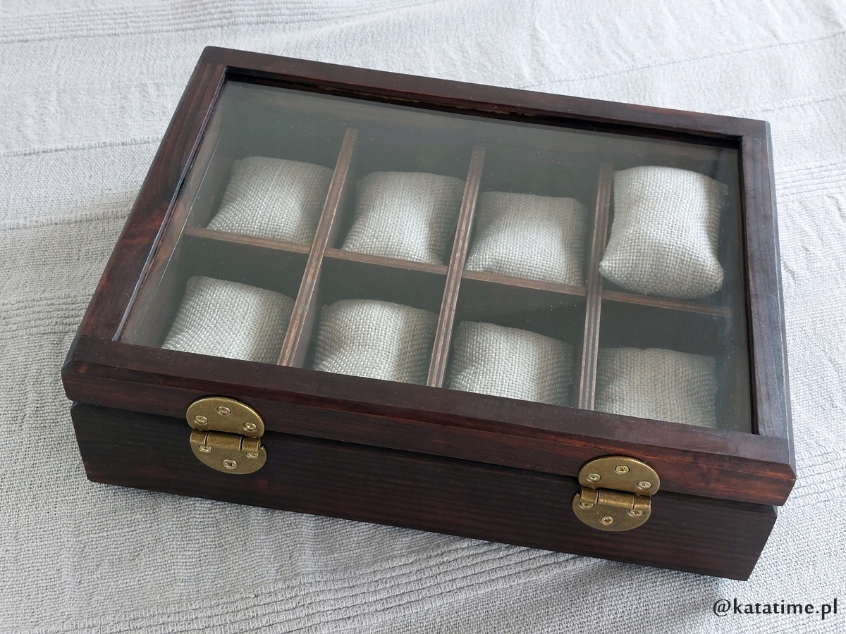 SKRZYNECZKA KASETKA PUDEŁKO BOX NA 8 ZEGARKÓW DREWNIANA ROBIONA RĘCZNIE Marka inny