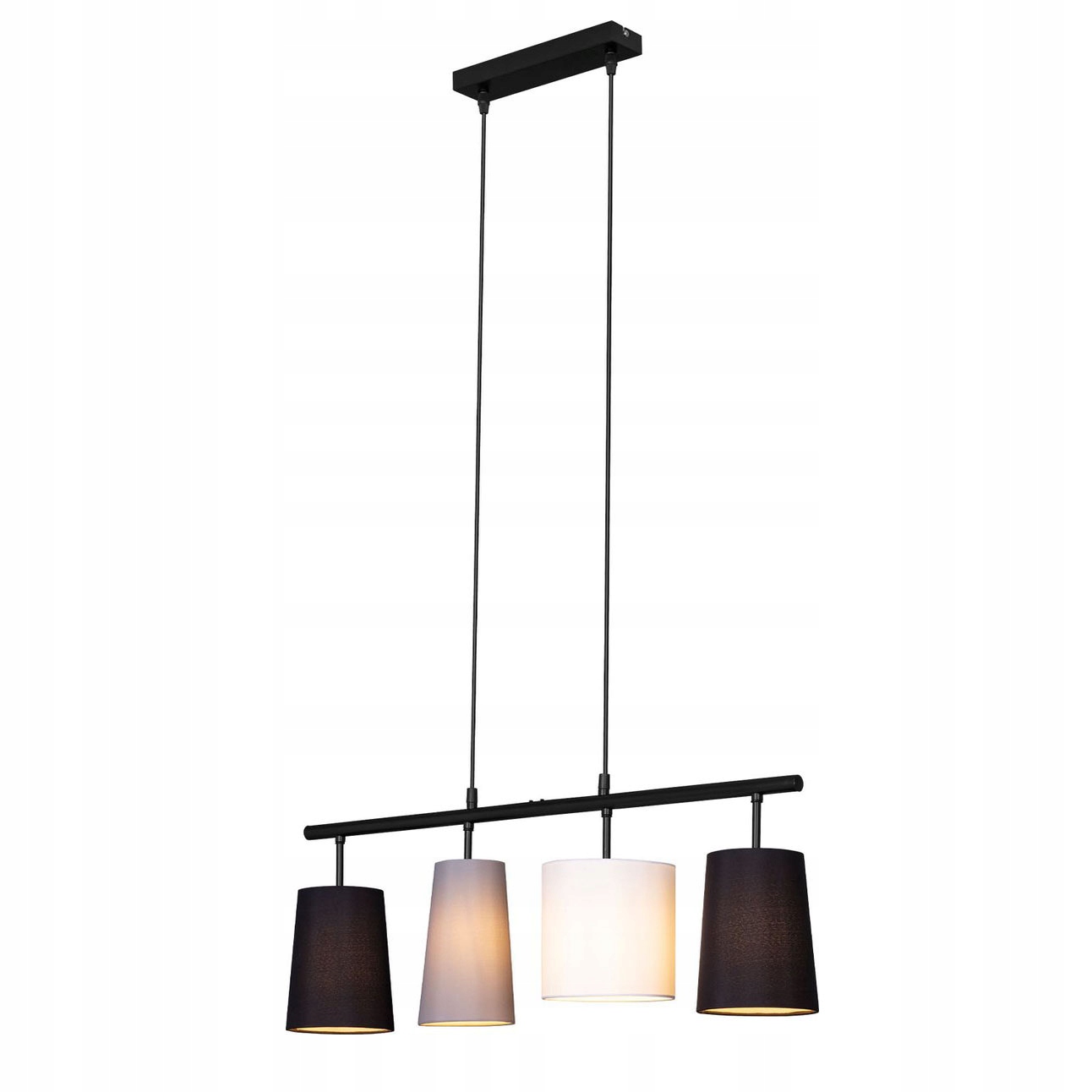 Závěsná stropní lampa do jídelny 4xE27 černá s stínítky Obývací pokoj nad stůl