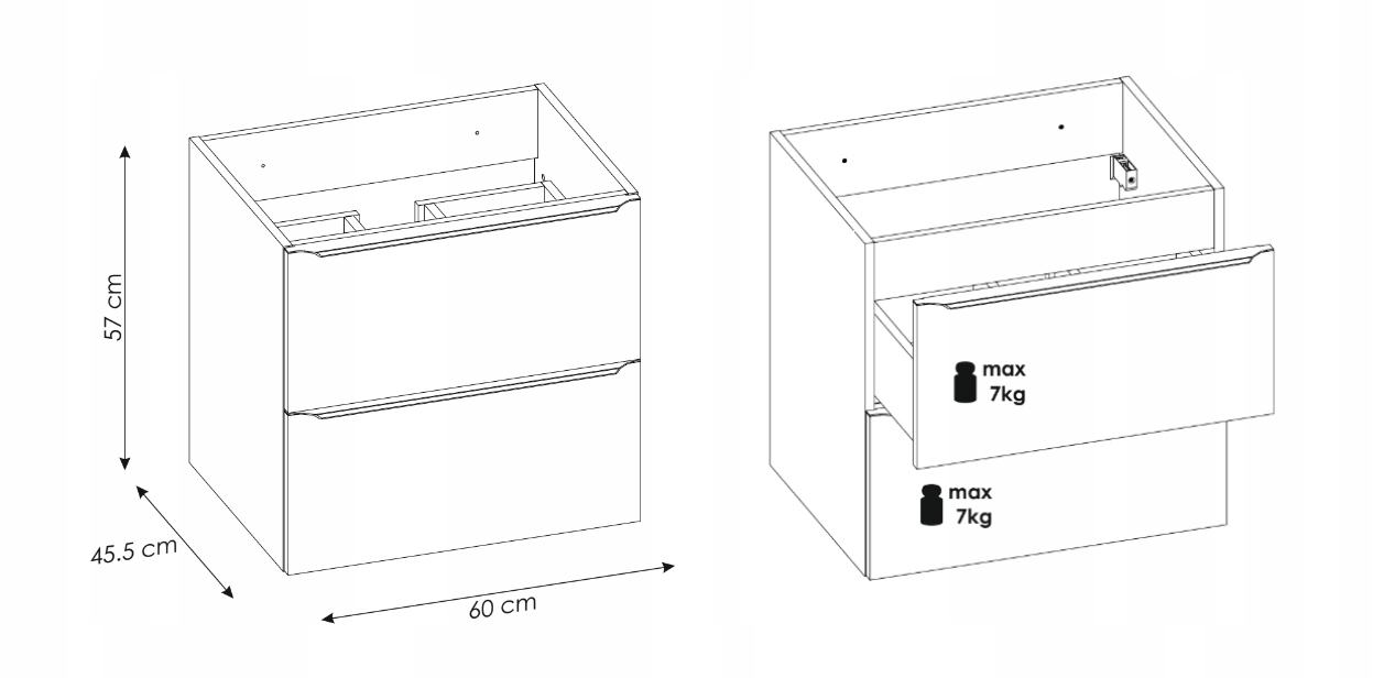 Wisząca szafka pod umywalkę 60cm CAPRI WHITE 820 Marka Comad