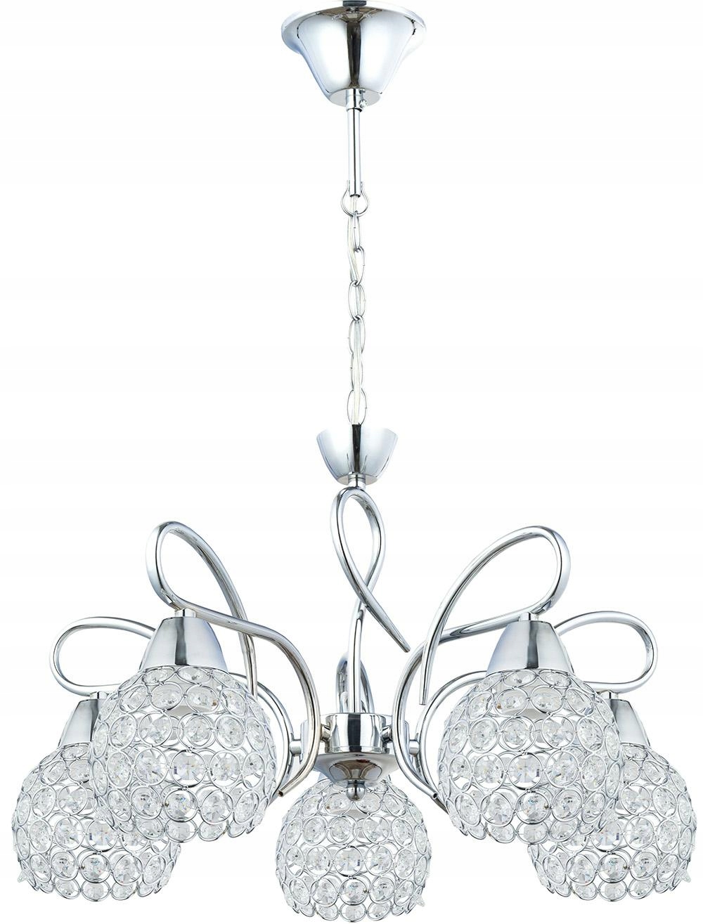 Lampa závesný krištáľový luster Crystal I 5xE27 kolík s kryštálikom tienidlá chróm