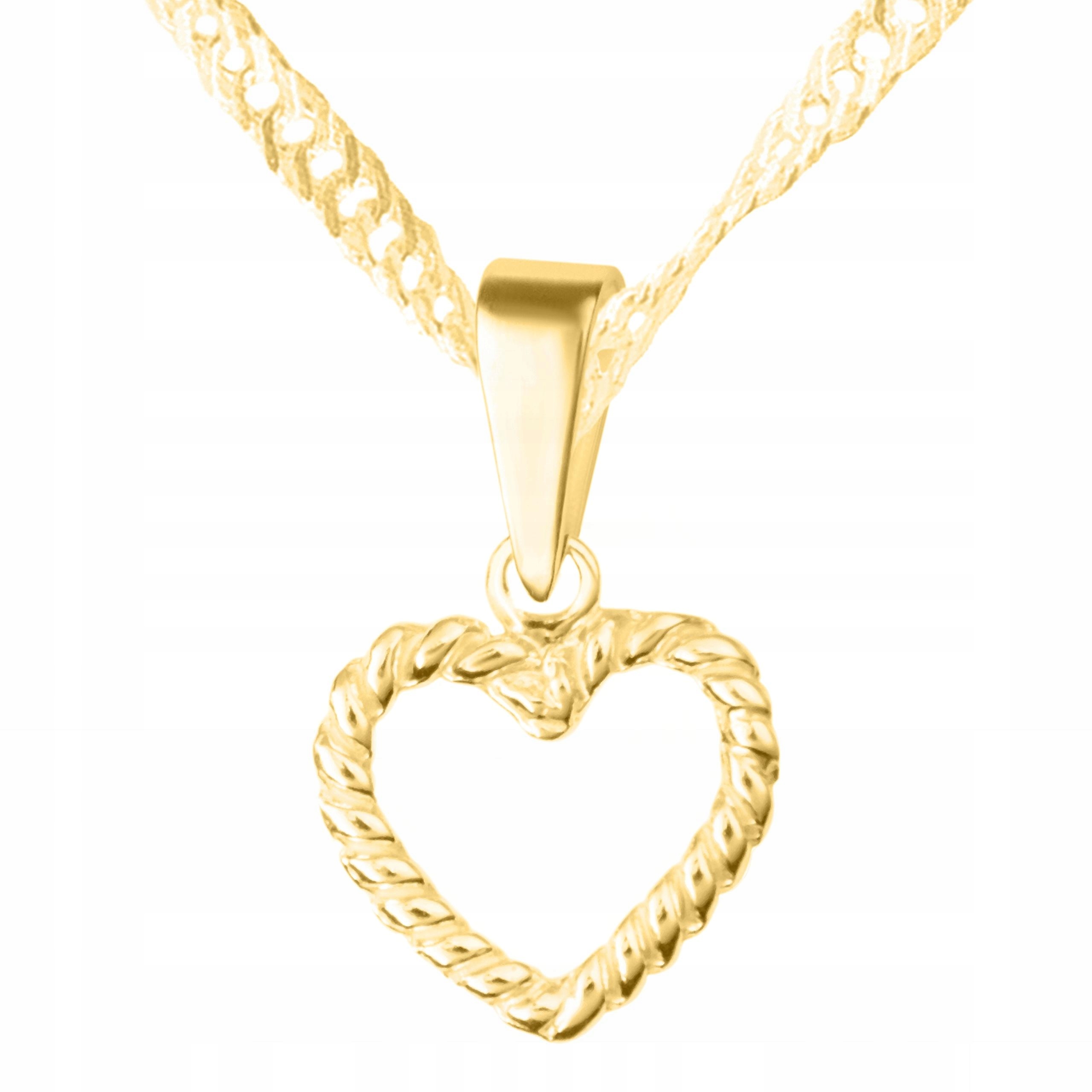 Zlatý náhrdelník se srdíčkem Ozdobné srdce Srdce Láska Stříbro 925