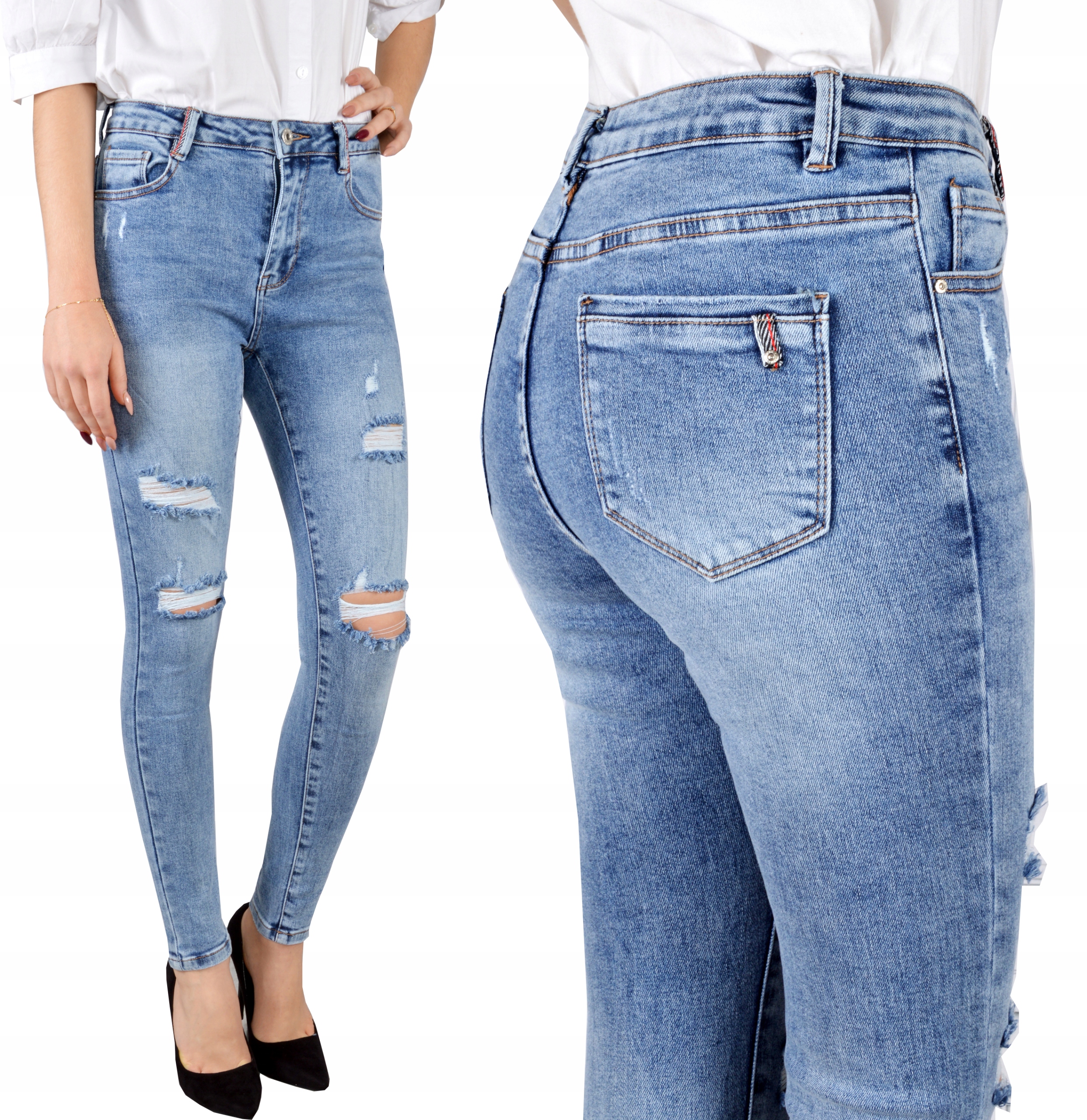 

Damskie Spodnie Jeansy Jeansowe Modelujące Wiosna