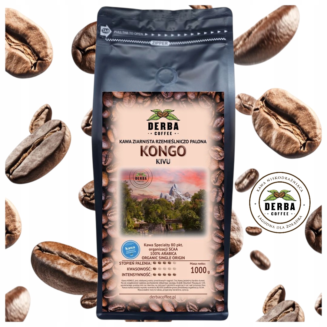 Káva Kongo Kivu Nízkodráždivá 1 kg zrnková 100% Arabika Specialty