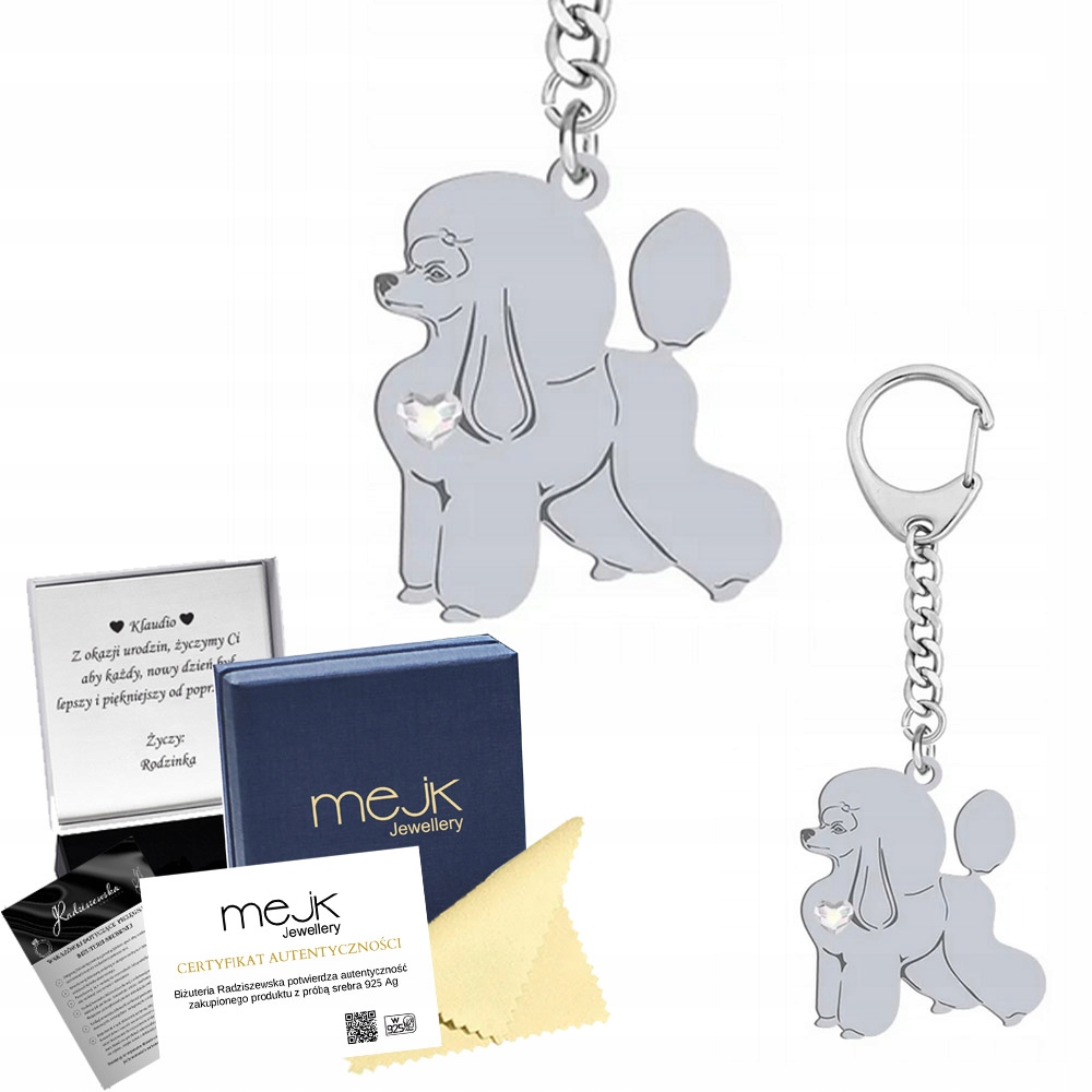 Přívěsek Na Klíče na klíče se psem Pudl 925 Dárek Šperky Gravírování Bonus