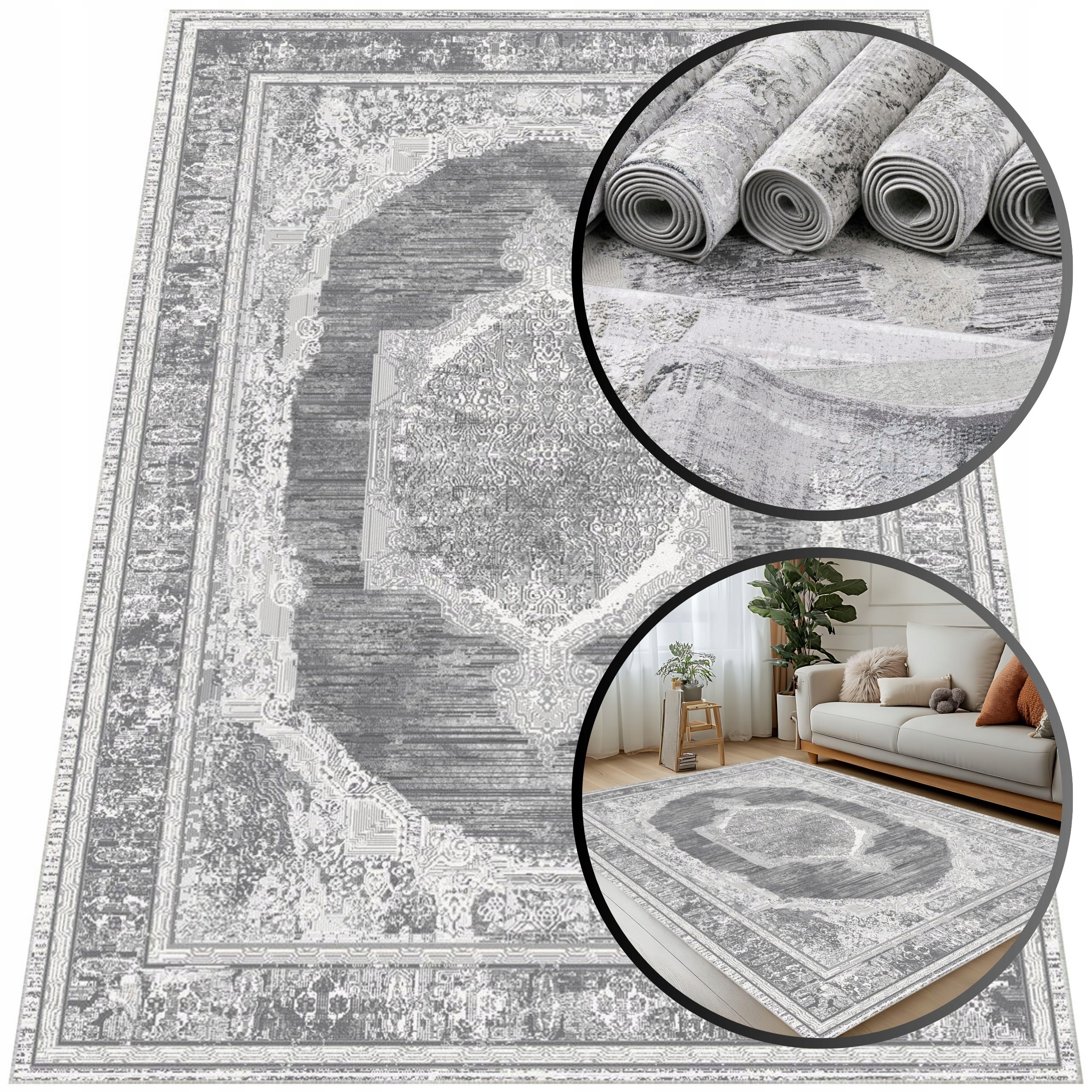 Elegantní Lesklý Šedý Turecký Koberec Do Obývacího Pokoje Koberce Latina 120x180