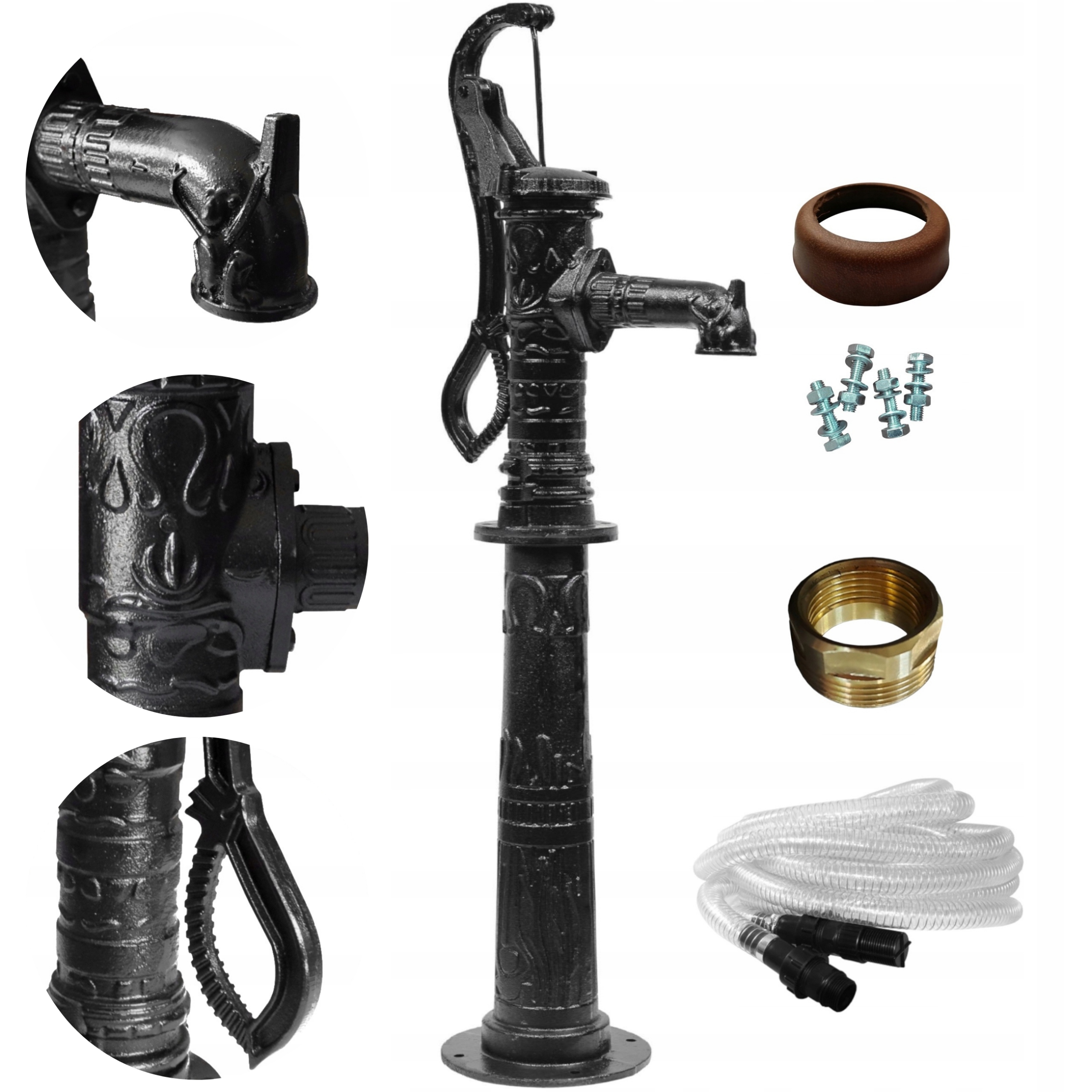 Pompa Abisynka Ozdobna Ogrodowa Delux Czarna +podstawa +wąż -wysoka Jakość!