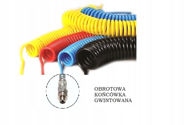 Černý spirálový kabel Pa 10x8 s otočným závitem G 1/4" 2,5 m