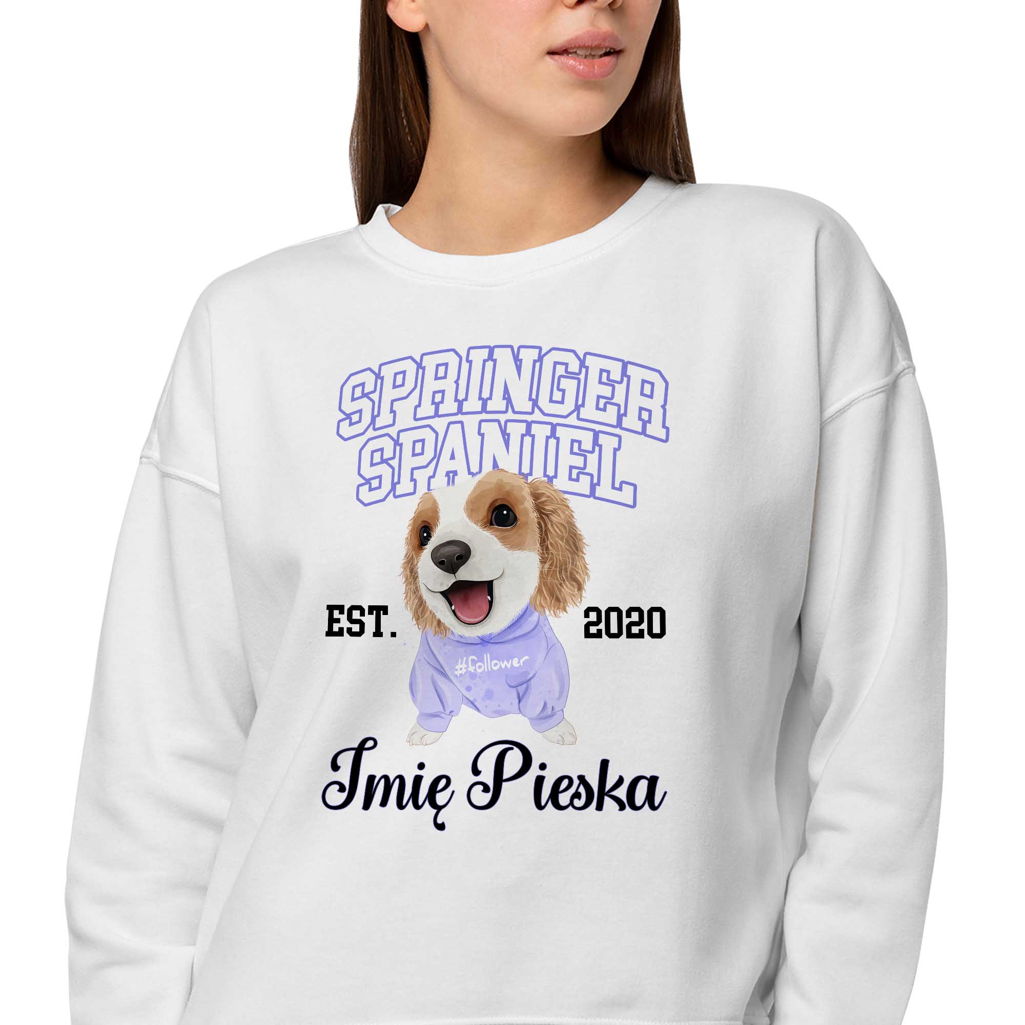 Mikina Bílá jako Dárek pro psa Springer Spaniel Jméno Vzory M