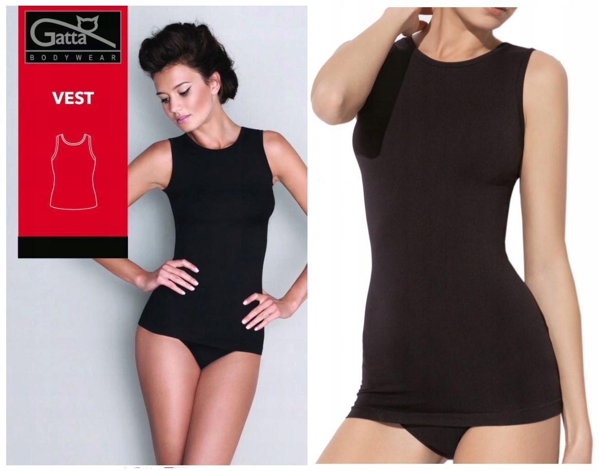 GATTA KOSZULKA VEST GRUBE RAMIĄCZKA CZARNA XL