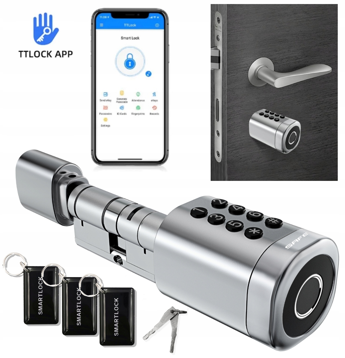 Zámek Elektronický Knoflík Klika Šifra Válec 68