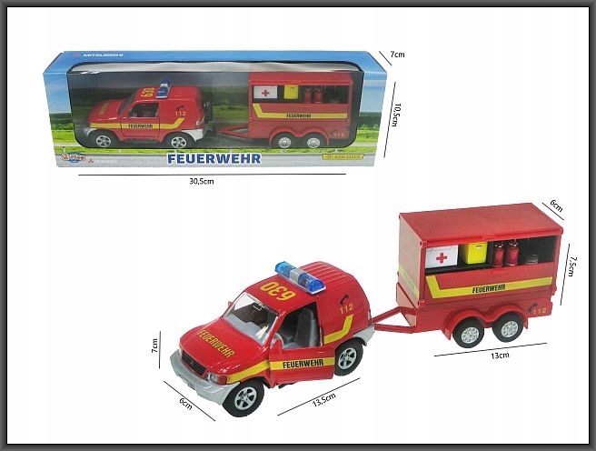 

Auto metal Straż Pożarna Z Przyczepą 19 cm