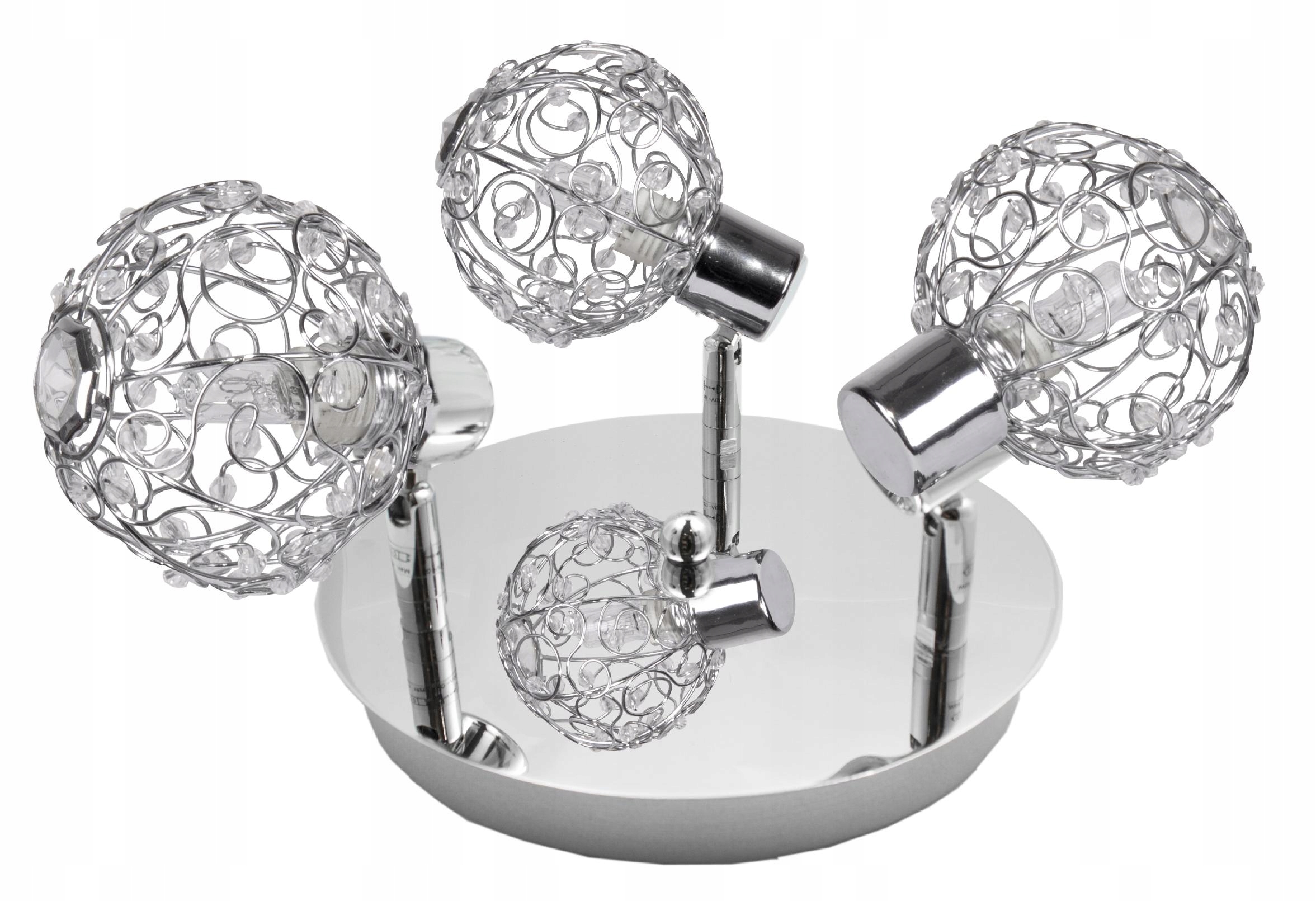 Elegantní Lampa Stropní Svítidlo Stínidlo Kov Krystaly 3xG9