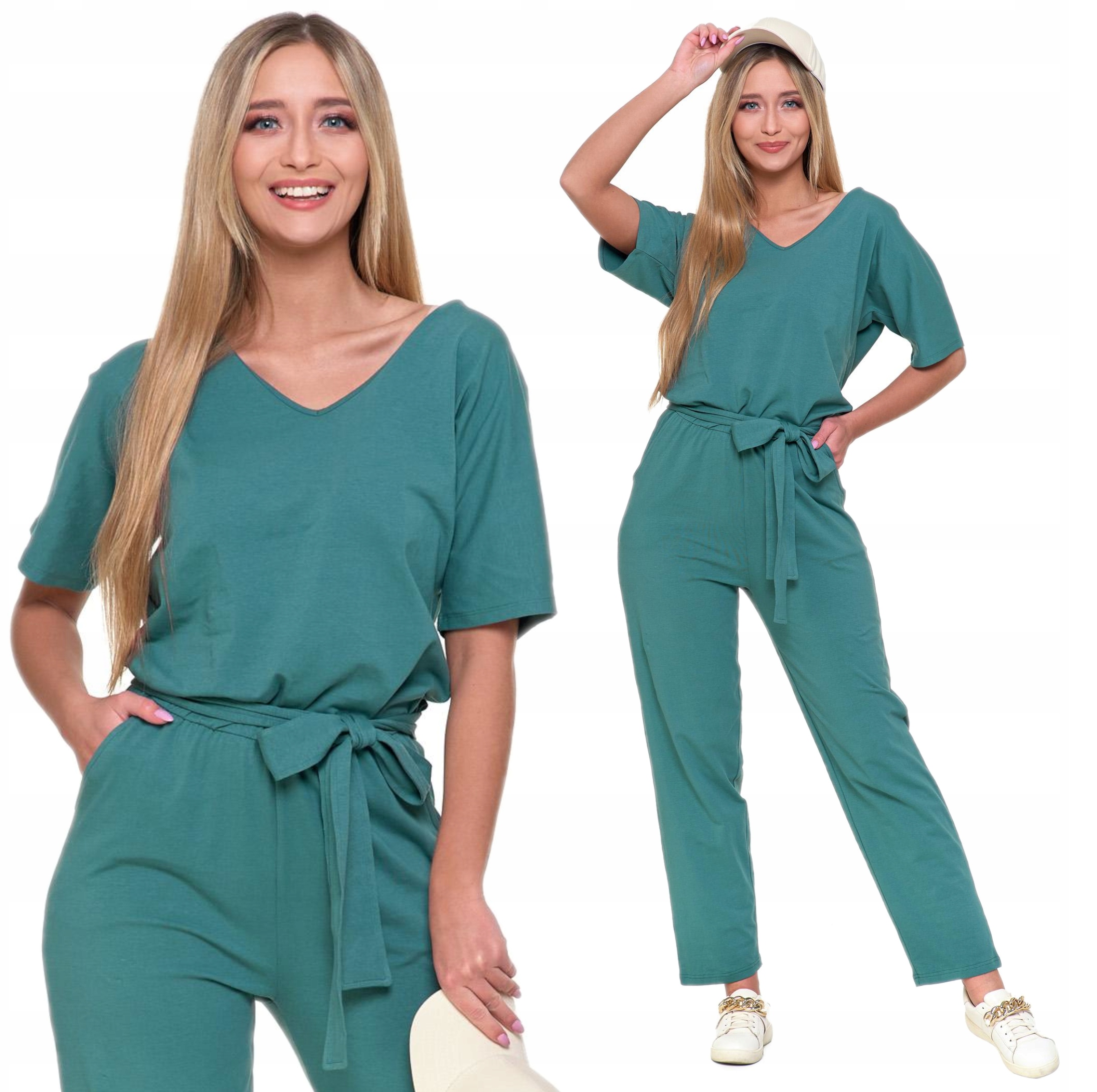 KOMBINEZON DAMSKI GŁADKI DŁUGI LUŹNY WYGODNY MODNY BAWEŁNIANY MORAJ XL